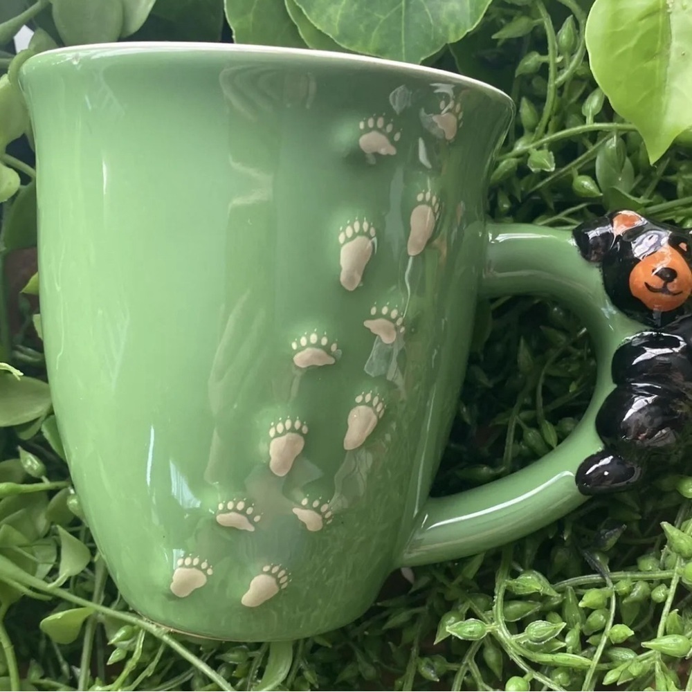 Redwoods Coffee Mug Bear Paws and Bear on handle